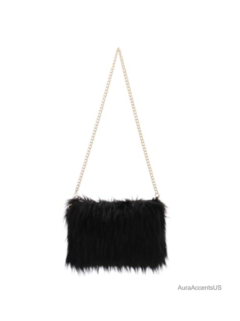 Faux Fur Evening Handbag Fuzzy Fluffy Crossbody Shoulder Bag Chain Strap